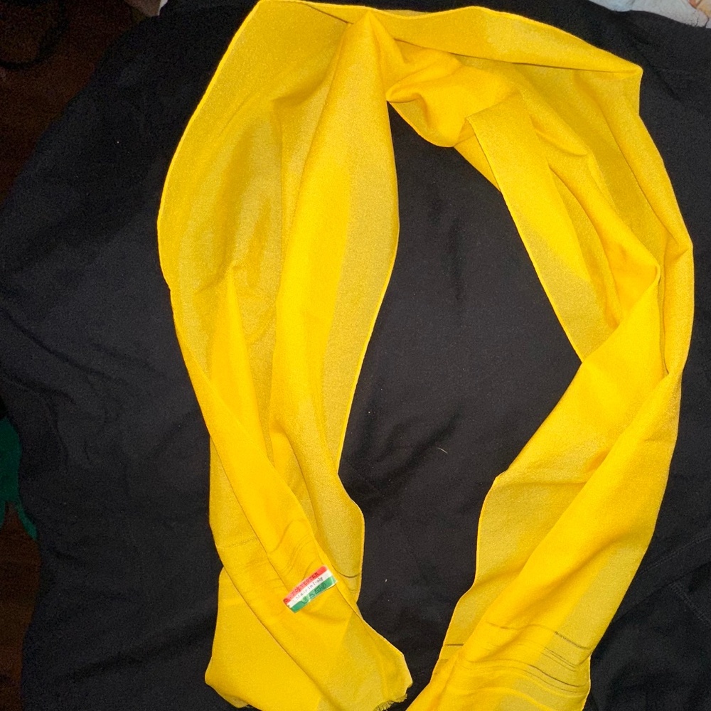 Vintage Yellow Long Rectangular Scarf – Made in Italy – Delicate & See-Through